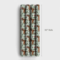 Equestrian Santa Hat Gift Wrap, Brown Horse Christmas Wrapping Paper, Watercolor Winter Horse Wrapping Paper, Green Holiday Horse Gift Wrap