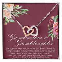 Surgical Steel Heart Pendant, Grandmother and Granddaughter Interlocking Hearts Necklace, Sentimental Birthday Christmas Present for Nana