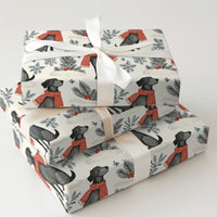 Black Labrador Winter Scarf Gift Wrap, Black Lab Wrapping Paper, Dog Lover Christmas Wrapping Paper, Holiday Puppy Wrapping Paper Roll