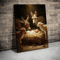 Baby Jesus Manger Wall Art, Nativity Scene Canvas Print, Holy Night Nativity Canvas, Christian Christmas Decor, Religious Nativity Print
