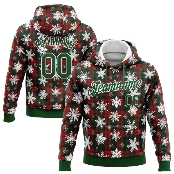 Snowflake Plaid Holiday Sweatshirt, Custom Christmas Hoodie, Personalized Name Number Pullover Hoodie, Festive Winter Hoodie,