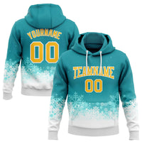 3D Snowflake Holiday Pullover Hoodie, Custom Snowflake Christmas Hoodie, Personalized Sports Sweatshirt, Stitched Name and Number Hoodie