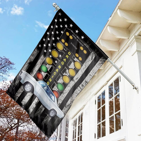 Muscle Car Drag Racing House Flag, Drag Racing Christmas Tree Lights House Flag, Hot Rod Motorsport Garden Flag, Car Enthusia