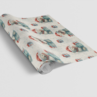 Santa Hat Bear Gift Wrap Roll, Polar Bear Christmas Wrapping Paper, Winter Holiday Wrapping Paper, Adorable Festive Animal Gift Wrapping Paper