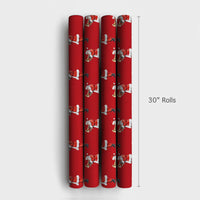 Red Musical Christmas Gift Wrap, Santa Playing Trumpet Wrapping Paper, Vintage Santa Claus Wrapping Paper, Holiday Present Wrapping Paper