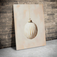 Gold and White Holiday Canvas Print, Minimalist Christmas Ornament Wall Art, Modern Neutral Seasonal Canvas Decor, Digital Download Poster