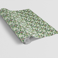 Botanical Holiday Gift Wrap, Christmas Holly Wrapping Paper, Winter Berry Wrapping Paper, Festive Xmas Gift Wrap Roll