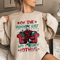 Christmas Slasher Horror Sweatshirt, Naughty List Horror Movie Sweatshirt, Retro Holiday Crewneck, Spooky Season Horror Fan Present Sweatshirt