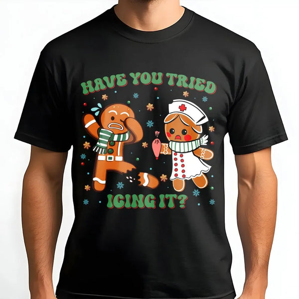 Humorous Medical Holiday Shirt, Gingerbread Icing It Nurse Christmas T-Shirt, Adorable RN Xmas Tee, Healthcare Worker Graphic