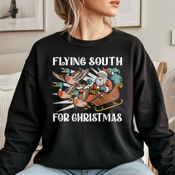 Duck Hunting Holiday Sweater, Flying South for Christmas Sweatshirt, Humorous Duck Hunter Crewneck, Retro Hunting Sweatshirt,