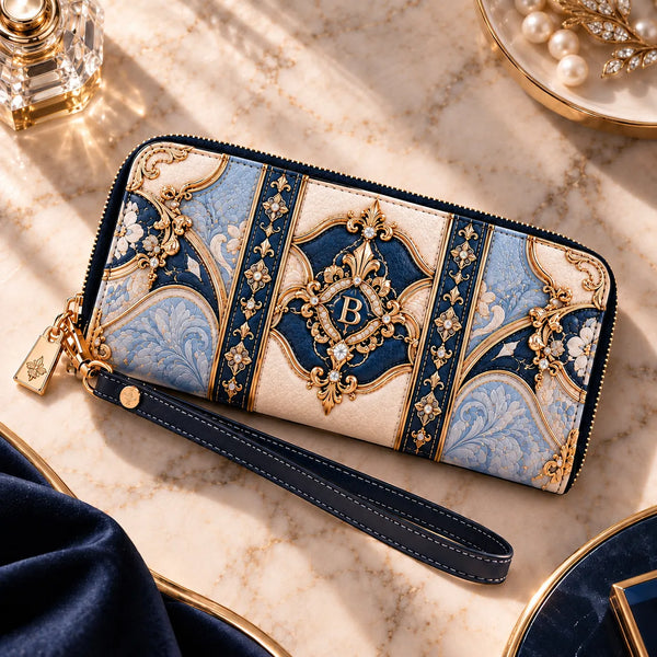 Monogram B - Baroque Filigree in Navy, Cream and Gold - main