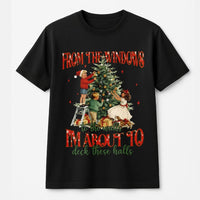 Humorous Holiday Graphic Tee, Humorous Deck the Halls Christmas Shirt, Retro Xmas T-Shirt, Festive Christmas T-Shirt