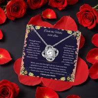Holiday Mother Knot Necklace with Message Card, Christmas Love Knot Necklace for Mom, White Gold Finish Love Knot Jewelry, Xmas Present