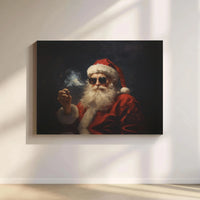 Smoking Santa Wall Art, Cool Santa Claus Canvas Print, Sunglasses Santa Canvas, Edgy Christmas Canvas Art, Holiday Decor Present for Him