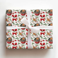 Christmas BBQ Cookout Gift Wrap, Grilling Santa Wrapping Paper, Roasted Turkey Holiday Wrapping Paper, Humorous Red Grill Gift Wrapping Paper