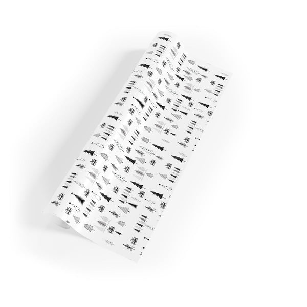 Black and White Holiday Wrapping Paper, Minimalist Christmas Tree Wrapping Paper, Modern Xmas Tree Gift Wrap