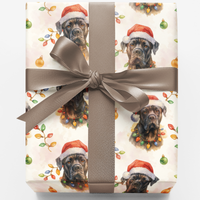 Festive Santa Hat Dog Gift Wrap, Cane Corso Christmas Wrapping Paper, Cane Corso Holiday Wrapping Paper, Dog Lover Xmas Present Paper