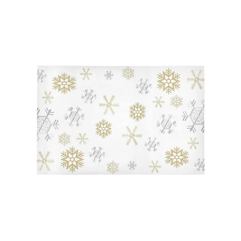 Gold Silver Winter Floor Runner, Snowflake Holiday Runner Rug, Non-Slip Hallway Runner Rug, Christmas Long Carpet, Seasonal Decor