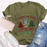 Humorous Music Teacher Shirt, Never Too Early for Christmas Music T-Shirt, Christmas Music Lover Graphic Tee, Musician Holiday Present Shirt