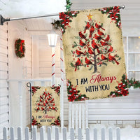Christmas Tree Memorial Yard Flag, Cardinal Garden Flag I Am Always with You, Double Sided Sympathy Lawn Flag, Holiday Bereavement
