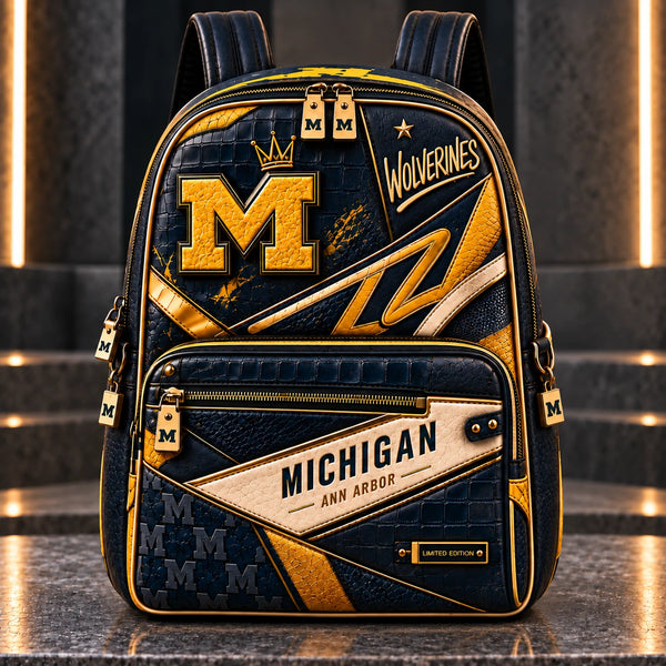 MICH Varsity Crest - Navy and Maize Panelled Backpack - main