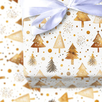 Bronze Watercolor Tree Gift Wrap, Gold Christmas Tree Wrapping Paper, Elegant Holiday Confetti Wrapping Paper, Modern Xmas Wrapping Paper