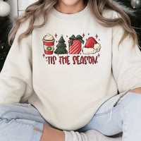 Retro Christmas Sweatshirt, Tis the Season Sweatshirt, Holiday Graphic Crewneck, Comfy Winter Holiday Sweater, Christmas Present for Women