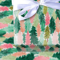 Watercolor Pine Tree Holiday Gift Wrap, Pink and Green Christmas Tree Wrapping Paper, Modern Pastel Christmas Wrapping Paper, Holiday Wrap