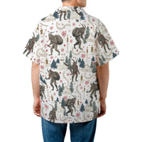 Vintage Folklore Demon Hawaiian Shirt, Krampus Christmas Hawaiian Shirt, Creepy Holiday Festive Aloha Shirt, Spooky Xmas Hawaiian Shirt Present