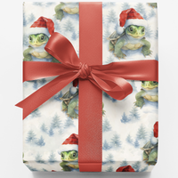 Santa Hat Turtle Gift Wrap, Christmas Tortoise Wrapping Paper, Adorable Animal Paper Roll, Festive Tortoise Wrapping Paper, Xmas Kids Gift Wrap