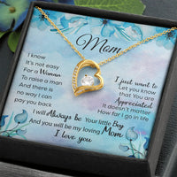 Sentimental Heart Pendant Necklace from Son, Forever Love Heart Necklace for Mom, 14k Gold Finish Mother Necklace, Birthday Christmas Present
