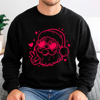 Retro Glasses Christmas Crewneck, Santa Claus Peace Sign Sweatshirt, Humorous Santa Holiday Sweater, Festive Winter Pullover, Xmas Present