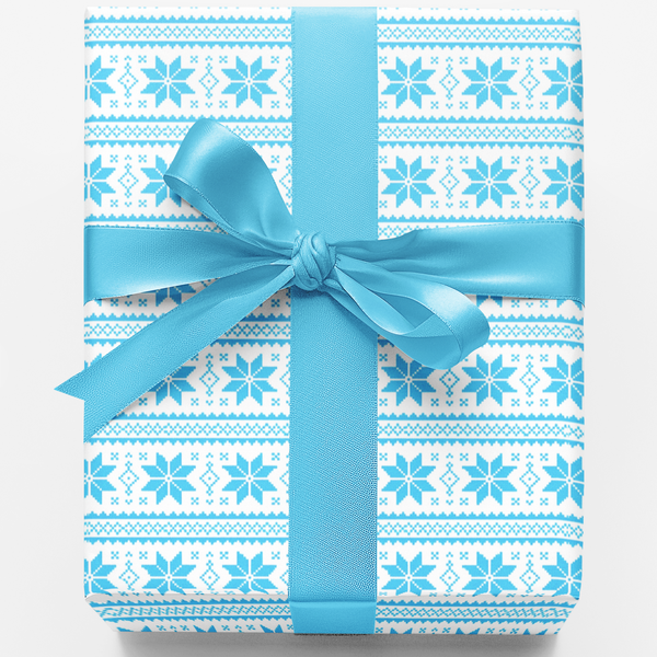 Nordic Snowflake Gift Wrap, Scandinavian Snow Wrapping Paper, Winter Holiday Wrapping Paper, Minimalist Geometric Christmas P