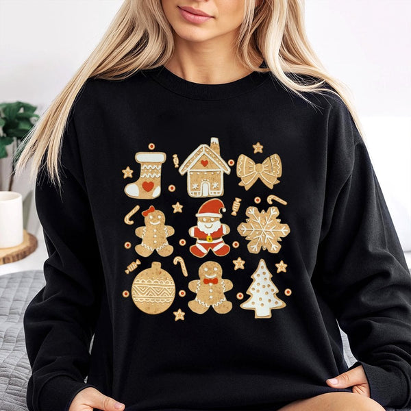 Holiday Cookie Sweatshirt, Gingerbread Christmas Sweatshirt, Adorable Xmas Baking Crewneck, Festive Gingerbread Sweatshirt, W