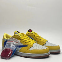 Low Top Sneakers, White Yellow Colorway, Reverse Hook Design, Lace Up Design, Casual Gift for Sneaker Fans