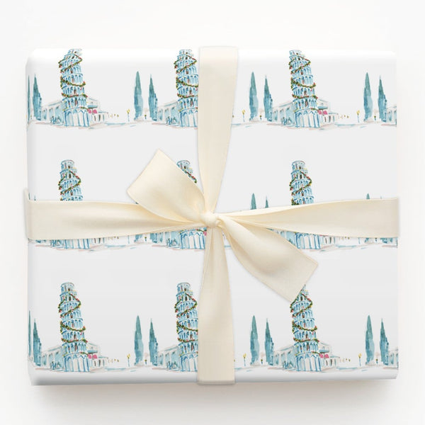 Italy Landmark Gift Wrap, Leaning Tower of Pisa Wrapping Paper, Italian Christmas Wrapping Paper, Holiday Travel Wrapping Pap