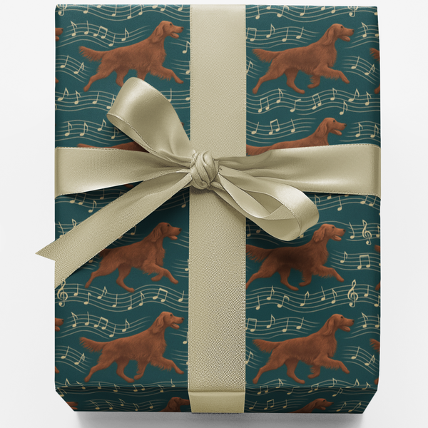 Musical Notes Pet Breed Gift Wrap, Irish Setter Dog Wrapping Paper, Irish Setter Christmas Wrapping Paper, Birthday Present W
