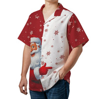 Festive Christmas Snowflake Button Up Shirt, Santa Claus Hawaiian Shirt, Winter Holiday Party Aloha Shirt, Retro Xmas Tropical Beach Shirt