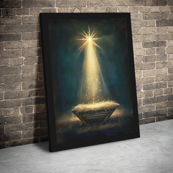 Holy Family Manger Wall Decor, Nativity Scene Star of Bethlehem Canvas Print, Christian Christmas Canvas Art, Religious Faith