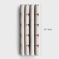 Whimsical Christmas Gift Wrap, Watercolor Santa on Bicycle Wrapping Paper, Retro Holiday Santa Wrapping Paper, Adorable Festive Gift Wrap Roll