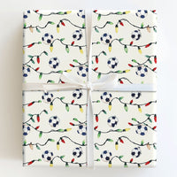 Watercolor Sports Holiday Gift Wrap, Soccer Christmas Wrapping Paper, Christmas Lights Soccer Present Wrap, Player Coach Holiday Present Paper