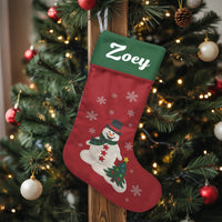Winter Tree Holiday Stocking, Personalized Snowman Christmas Stocking, Custom Christmas Stocking, Festive Mantel Decor, Family Xmas Present