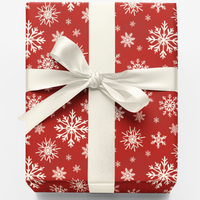 Red and White Holiday Gift Wrap, Candy Cane Snowflake Wrapping Paper, Festive Winter Snow Gift Wrapping Paper, Christmas Present Paper Roll