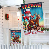 Yeehaw Christmas Yard Flag, Texas Cowboy Santa Riding Reindeer Garden Flag, Double Sided Western Holiday Flag, Texan Outdoor Decor