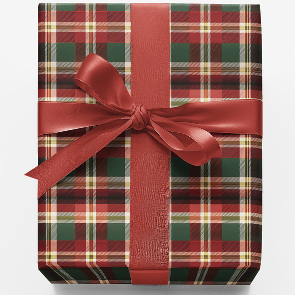Tartan Holiday Gift Wrap, Red and Green Christmas Plaid Wrapping Paper, Festive Plaid Paper, Christmas Gift Wrapping Paper Ro
