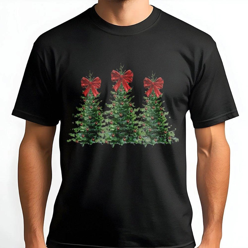 Coquette Christmas Tree T-Shirt, Christmas Tree Bow T-Shirt, Red Bow Holiday Graphic T-Shirt, Adorable Xmas Winter Tee, Festive Present for Women