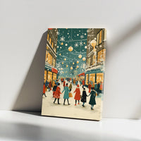 Winter City Street Canvas, Christmas Shopping Canvas Print, Snowy Holiday Street Wall Art, Festive Town Canvas, Holiday Home Decor Present