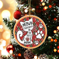 Best Cat Mom Holiday Ornament, Meowy Christmas Cat Ornament, Adorable Pet Lover Ceramic Ornament, Xmas Tree Decor, Kitten Holiday Keepsake Present