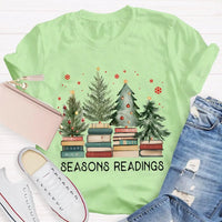 Humorous Holiday Book Pun T-Shirt, Seasons Readings Teacher Shirt, Adorable Christmas Reading Graphic Tee, Book Lover Christmas T-Shirt