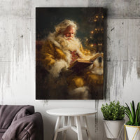 Classical Santa Painting Canvas Print, Vintage Santa Claus Canvas Wall Art, Christmas Holiday Canvas Decor, Retro Santa Xmas Portrait Present